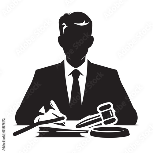 Black Color Legal Silhouette Vector Illustration, Solid White Background