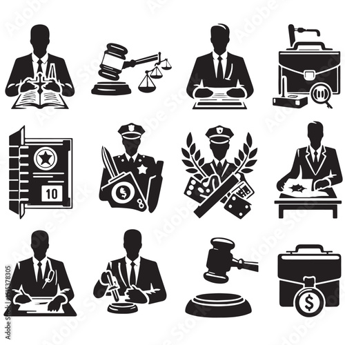 Black Color Legal Silhouette Vector Illustration, Solid White Background