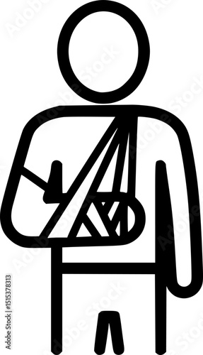 Injured man in bandage, Broken arm icon set, Injured man icon on white background.
