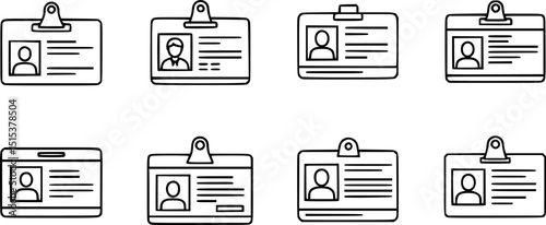 Identities card icon set, Editable stroke, illustration isolated on white background.
