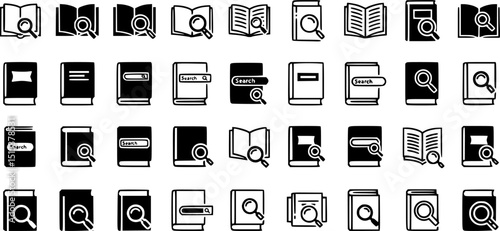 search book icon set, symbol design on white background.
