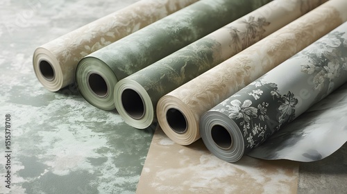 Elegant Wallpaper Rolls Green Beige Floral Design Home Decor