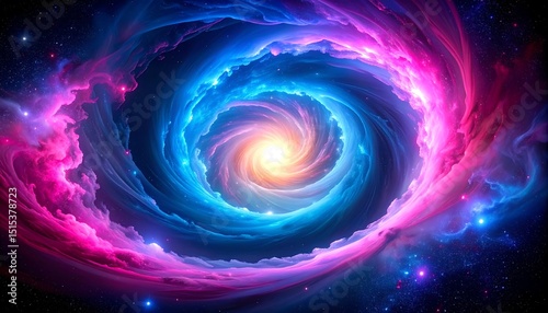 Cosmic swirl with nebula galaxy.