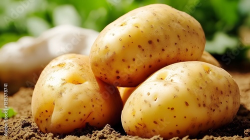 Freshly Harvested Potatoes in Soil Farm to Table