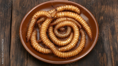 Crispy Fried Insects on Brown Plate Gourmet Food