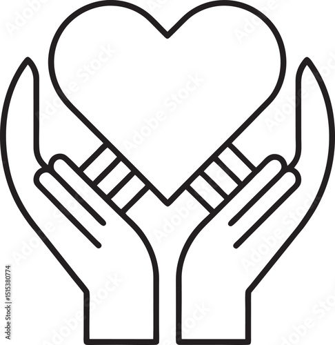 Heart held in hands vector illustration showing love care kindness and support