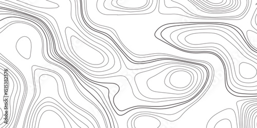 Abstract topographic map contour, white background and black wave lines pattern texture. geographic contour map grid backdrop paper texture. terrain path isolated on a background.	
