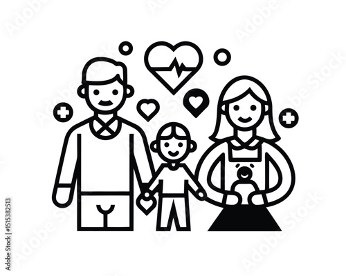 Happy Family Healthcare Icon Illustration