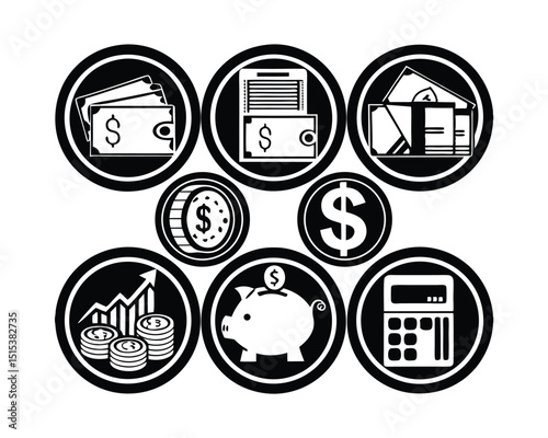 Financial Icons Set Money Management and Growth