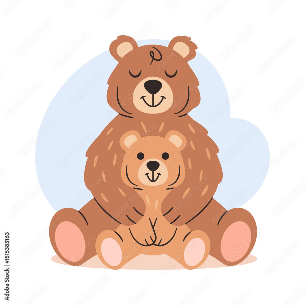 Obraz premium Cute bear parent kid cartoon