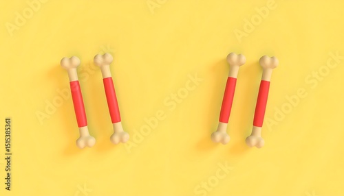 Redtipped bones on yellow.