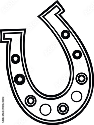 A simple, black and white outline drawing of a horseshoe.