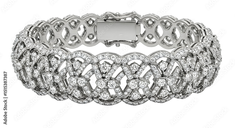 Obraz premium Diamond-studded bracelet with intense shine and realistic texture, luxury jewelry,