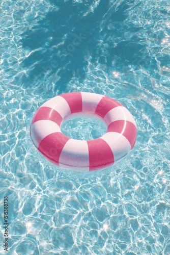 Brightly Colored Pool Float Rests on the Clear Blue Water in a Sunny Outdoor ...