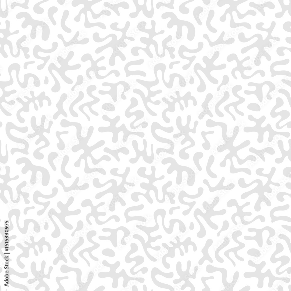 Abstract seamless pattern with organic shapes, funky chaotic doodle elements. Groovy minimal cut-out texture. Simple contemporary grey and white vector background. Subtle minimal repeated geo design Abstract seamless pattern with organic shapes, funky chaotic doodle elements. Groovy minimal cut-out texture. Simple contemporary grey and white vector background. Subtle minimal repeated geo design