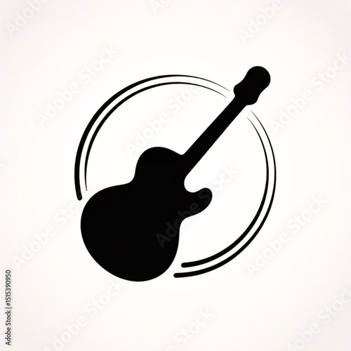 World Music Day Guitar silhouette icon. Vector Illustration on white background.
