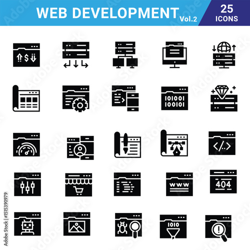 Web Development vector icons for commercial use.