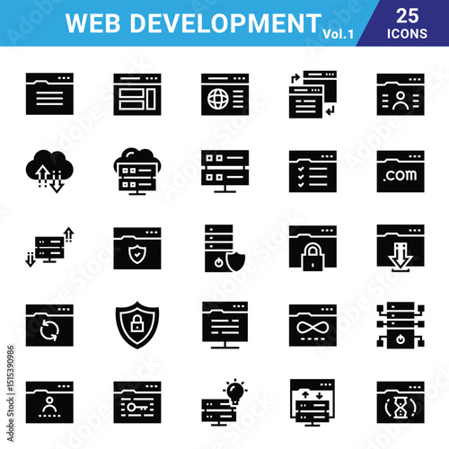 Web development icon set for commercial use.