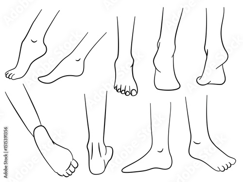 Human Leg and Foot Care Icon Set in Line