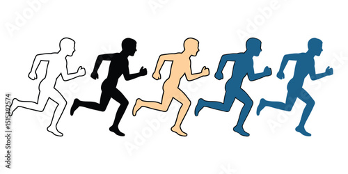 Runners in Motion A Colorful Depiction of Speed and Endurance on White