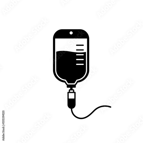 IV drip bag with fluid hanging from an infusion stand. Healthcare system and treatments in hospital. Evidence-based medicine and pharmacy concept