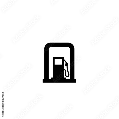 Gas station pump silhouette in minimalist black design vector. Transportation maintenance and fuel costs concept  