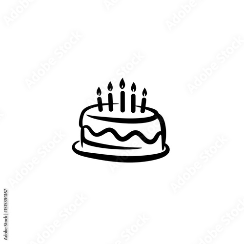 Birthday cake with candles, vector illustration. Holidays and celebration, significant event or party. Congratulations