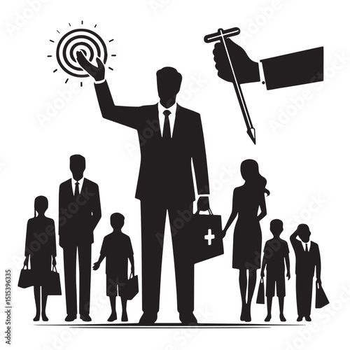 Black Color Nonprofit Silhouette Vector Illustration, Solid White Background