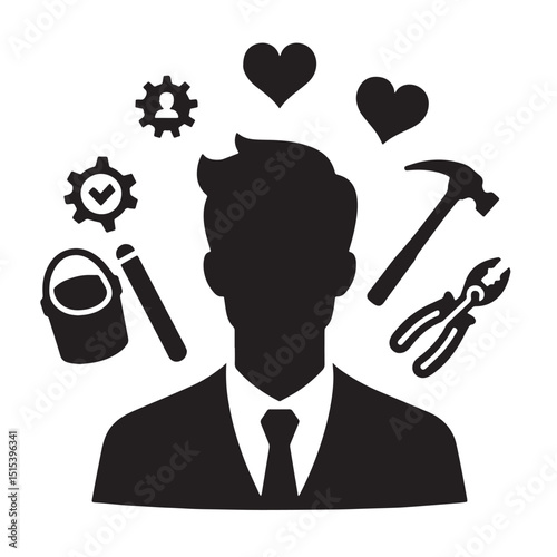 Black Color Nonprofit Silhouette Vector Illustration, Solid White Background