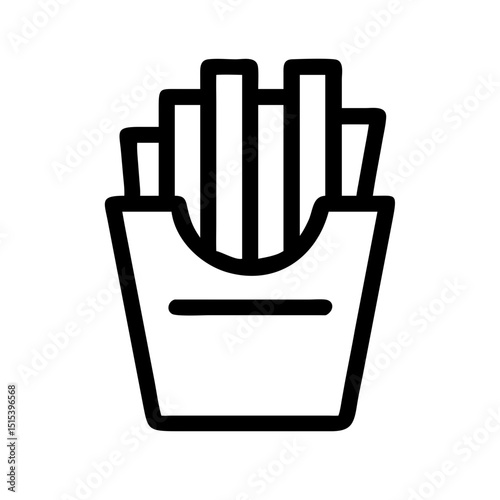 Fast Food Fries Line Icon – French Fries Outline Vector:
Outline icon of a fries container, perfect for fast food restaurants, menus, snack bars, and delivery app designs.