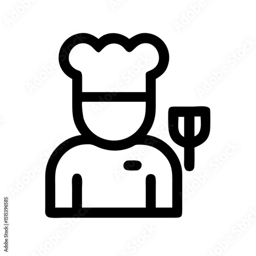 Chef Icon for Restaurant Branding:
Minimalist chef icon in line art style, perfect for restaurant branding, culinary websites, and food service applications.