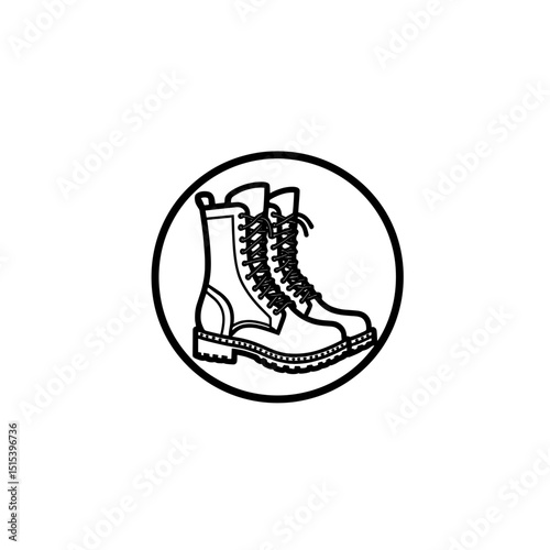 A detailed graphic of sturdy black boots, a representation of durability, style, and functionality. Perfectly outlined for versatile use.