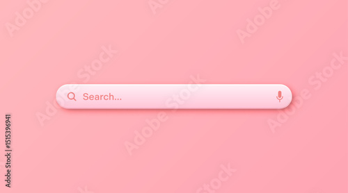 Colorful 3d search bar template. Internet browser engine with search box, address bar and text field. UI design, website interface element with web icons and push button. Vector illustration