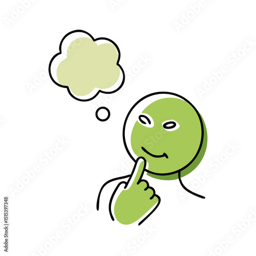 Green thinking person with thought bubble icon