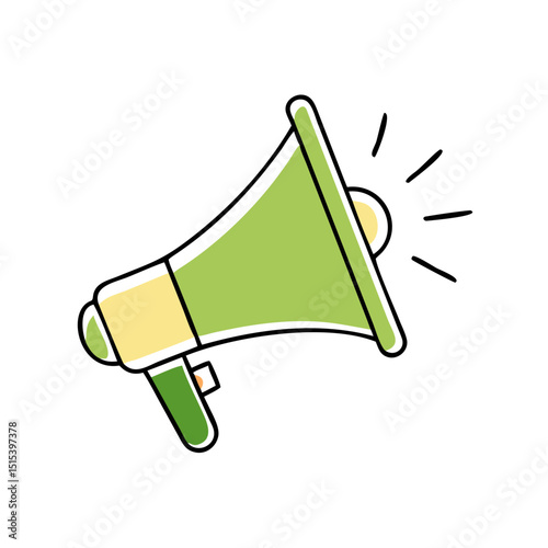 Green megaphone icon in flat vector style
