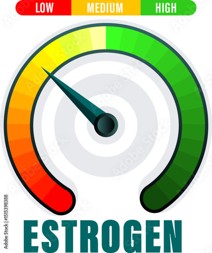 Estrogen Level Measurement Concept with Low to High Indicator Gauge Vector