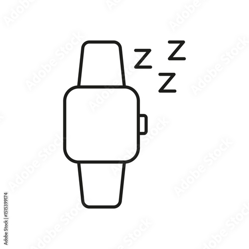 Smartwatch With Sleep Tracking Icon. Sleep Monitoring, Rest Analysis, And Health Management Outline Symbol. Wearable Technology For Better Sleep Quality. Editable Stroke. Isolated Vector Illustration