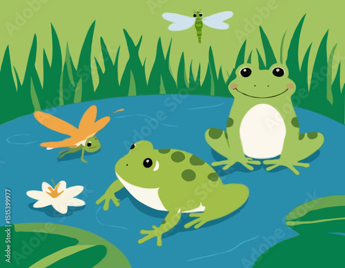 Friendly Frog and Dragonfly Friend