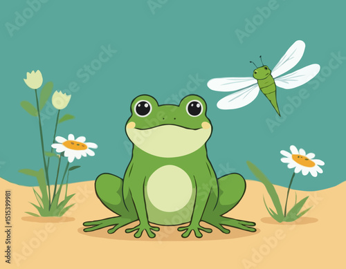 Friendly Frog and Dragonfly Friend