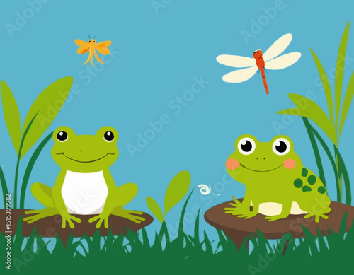 Friendly Frog and Dragonfly Friend