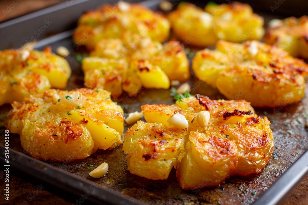Freshly roasted potatoes, golden and crispy, are garnished with herbs and crunchy pine nuts. This comforting dish highlights a perfect blend of textures and flavors Freshly roasted potatoes, golden and crispy, are garnished with herbs and crunchy pine nuts. This comforting dish highlights a perfect blend of textures and flavors