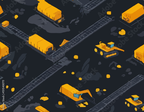 Coal Mining Operation with Conveyor Belts and Mining Equipment, Suitable for Educational Materials and Industry Analysis Reports.