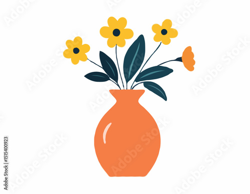 Vector of vase isolated on a white background, Flat style cartoon vector illustration, Flowers in vases, arrangements decorations for home, office.