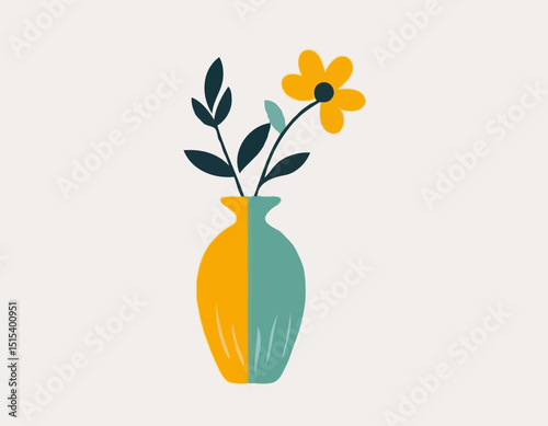 Vector of vase isolated on a white background, Flat style cartoon vector illustration, Flowers in vases, arrangements decorations for home, office.