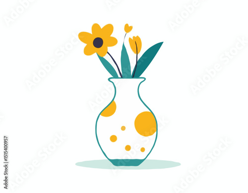 Vector of vase isolated on a white background, Flat style cartoon vector illustration, Flowers in vases, arrangements decorations for home, office.
