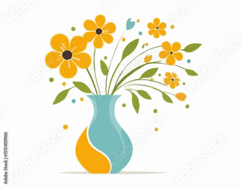 Vector of vase isolated on a white background, Flat style cartoon vector illustration, Flowers in vases, arrangements decorations for home, office.