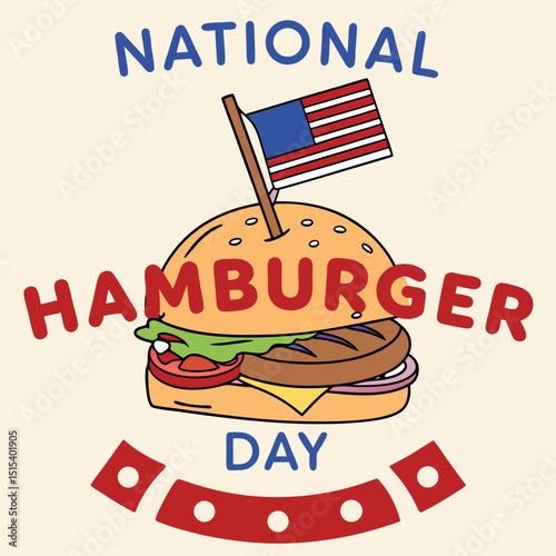 National Hamburger Day Vector | American Burger Celebration Illustration