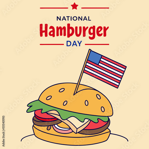 National Hamburger Day Vector | American Burger Celebration Illustration