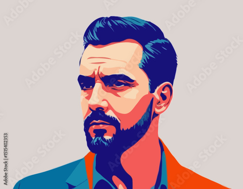 Abstract Artistic Portrait of a Man with Bold Colors and Textures