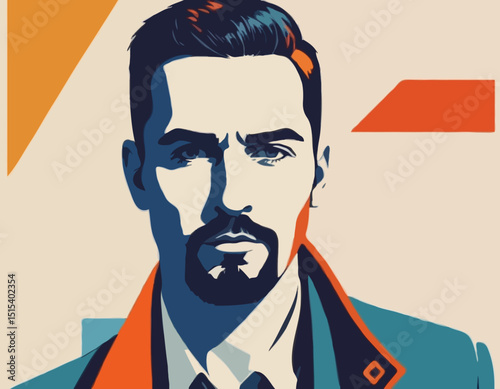 Abstract Artistic Portrait of a Man with Bold Colors and Textures